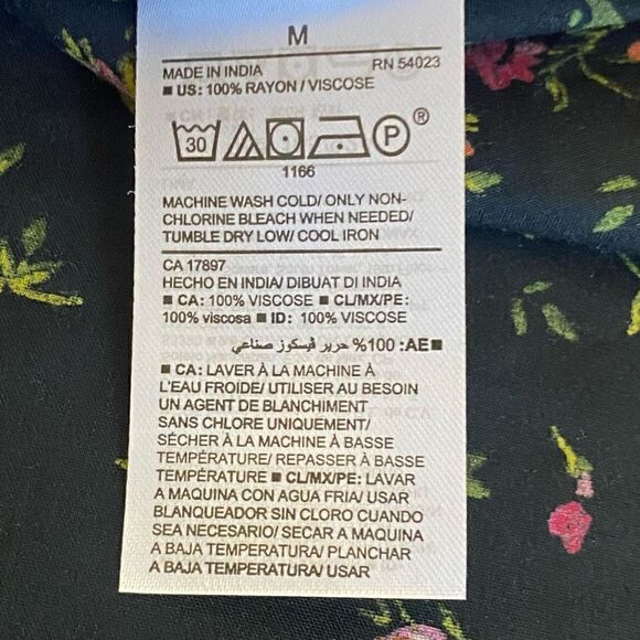 Old Navy Black Pink Ombre Floral Tie Back Midi Shift Dress Sleeveless medium new - Picture 4 of 10